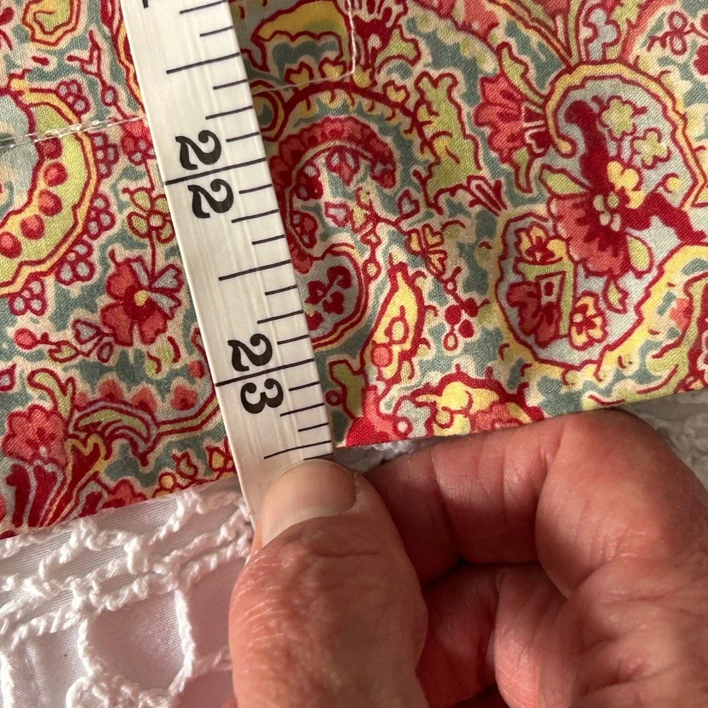 Pottery Barn Red Gold Teal Paisley 100%‎ Cotton Pillowcase